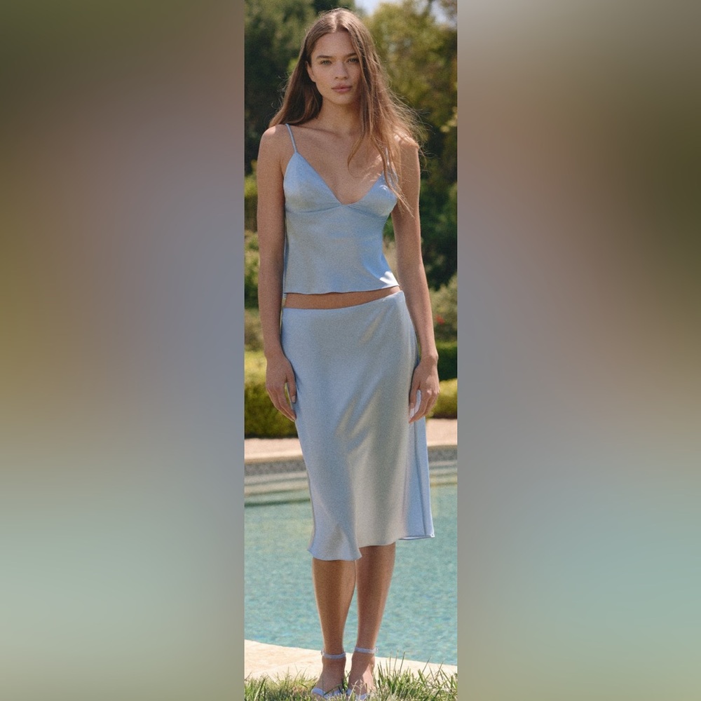 SKIMS Silk Midi Skirt in Glacier